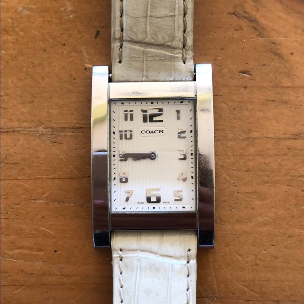 Coach watch with off white alligator leather band